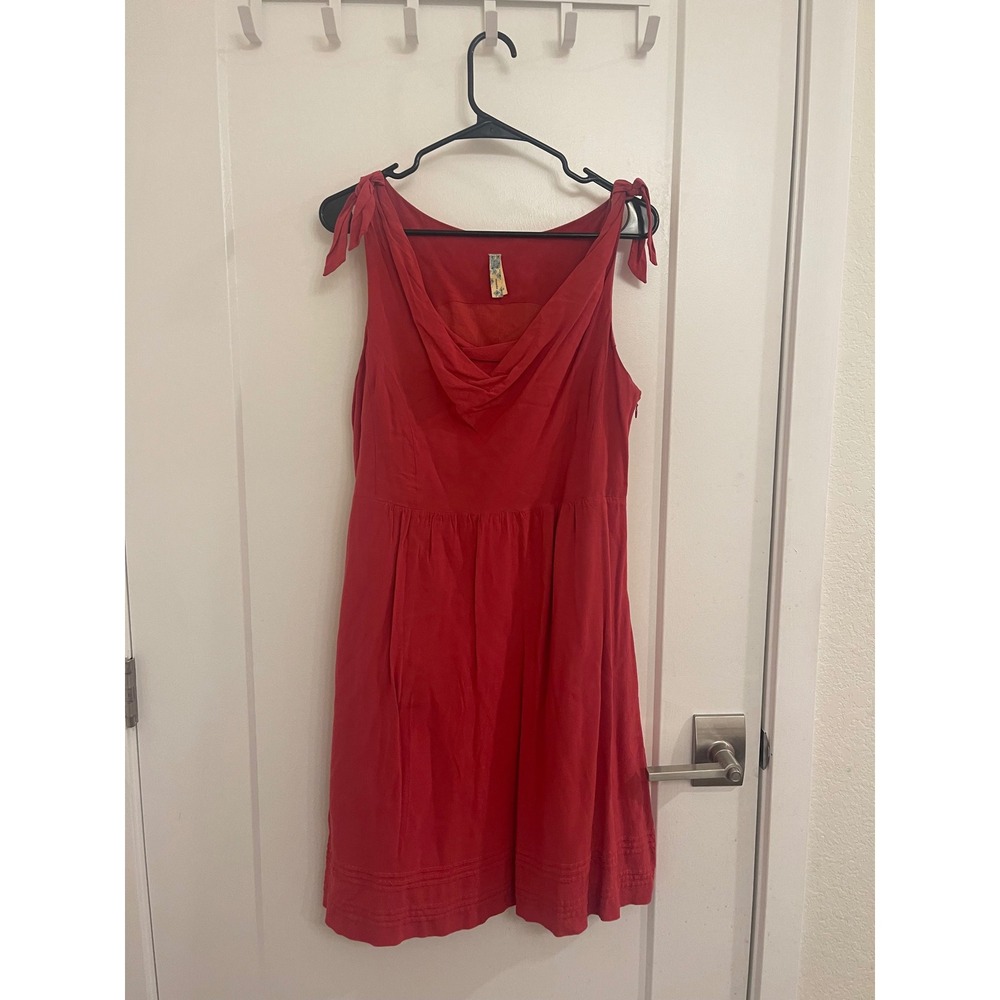 Anhropologie Maeve Pink Tye Bow Shoulder Midi Dress Cowl Neck Wedding